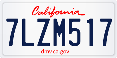 CA license plate 7LZM517