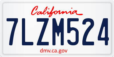 CA license plate 7LZM524
