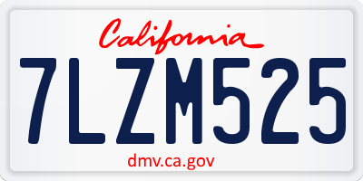 CA license plate 7LZM525