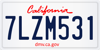 CA license plate 7LZM531
