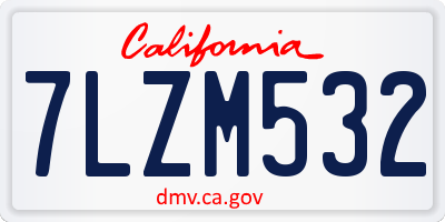 CA license plate 7LZM532