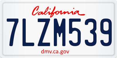 CA license plate 7LZM539