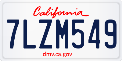 CA license plate 7LZM549