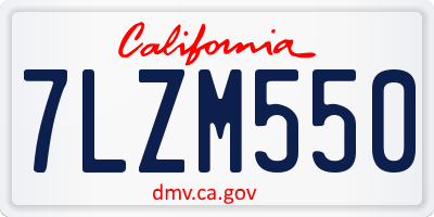 CA license plate 7LZM550