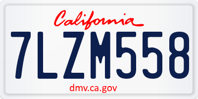 CA license plate 7LZM558