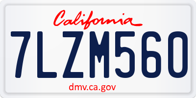 CA license plate 7LZM560