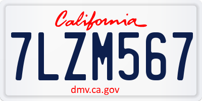 CA license plate 7LZM567
