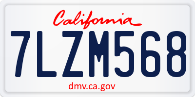 CA license plate 7LZM568