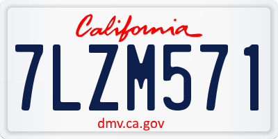 CA license plate 7LZM571