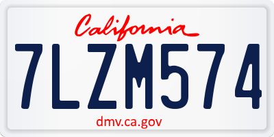 CA license plate 7LZM574