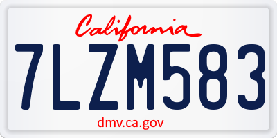 CA license plate 7LZM583