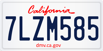 CA license plate 7LZM585