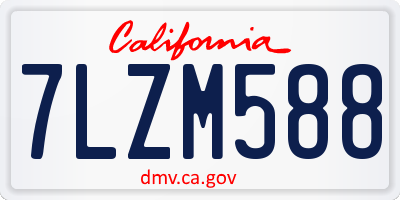 CA license plate 7LZM588