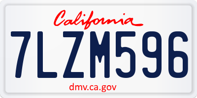 CA license plate 7LZM596