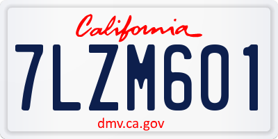 CA license plate 7LZM601