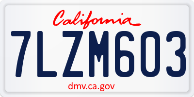 CA license plate 7LZM603