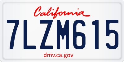 CA license plate 7LZM615