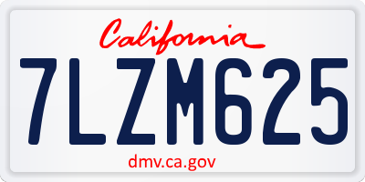 CA license plate 7LZM625