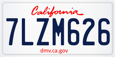 CA license plate 7LZM626
