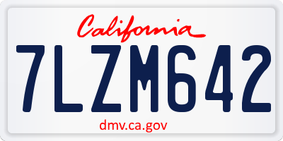 CA license plate 7LZM642