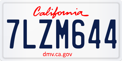CA license plate 7LZM644