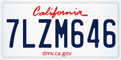 CA license plate 7LZM646