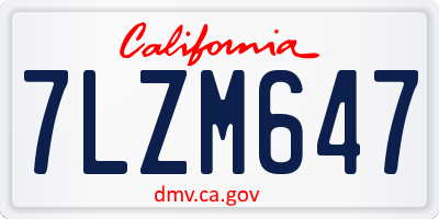 CA license plate 7LZM647