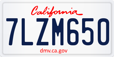 CA license plate 7LZM650