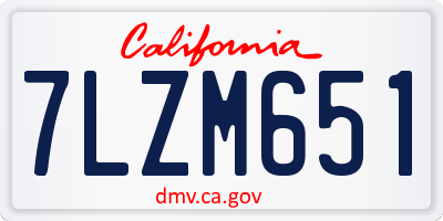 CA license plate 7LZM651