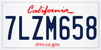 CA license plate 7LZM658