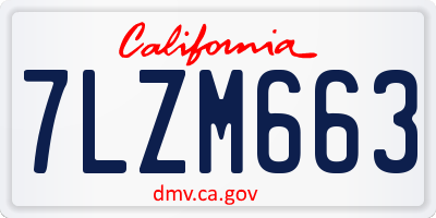 CA license plate 7LZM663