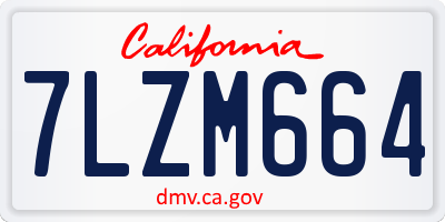 CA license plate 7LZM664