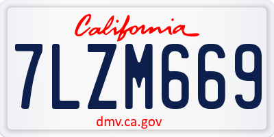 CA license plate 7LZM669