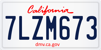 CA license plate 7LZM673