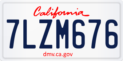 CA license plate 7LZM676