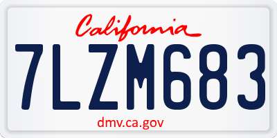 CA license plate 7LZM683