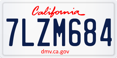CA license plate 7LZM684