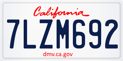 CA license plate 7LZM692