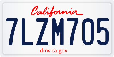 CA license plate 7LZM705