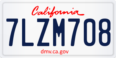 CA license plate 7LZM708
