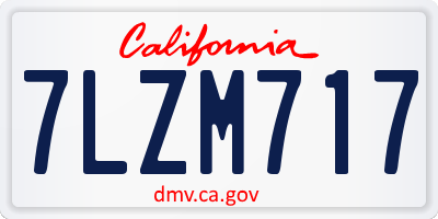 CA license plate 7LZM717