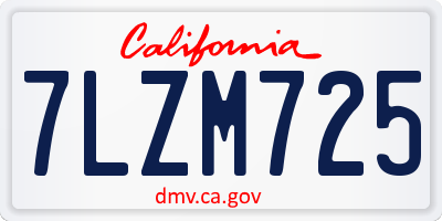 CA license plate 7LZM725