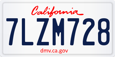CA license plate 7LZM728