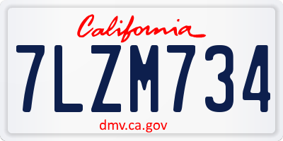 CA license plate 7LZM734