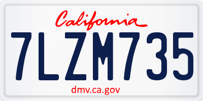 CA license plate 7LZM735