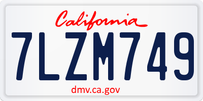 CA license plate 7LZM749