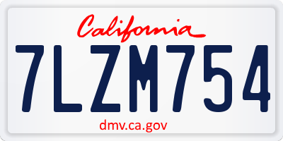 CA license plate 7LZM754