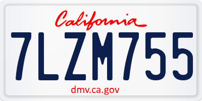 CA license plate 7LZM755