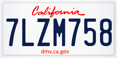 CA license plate 7LZM758