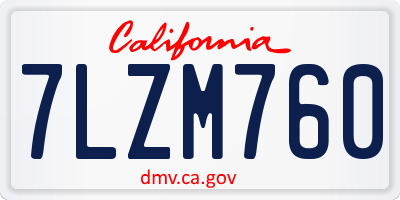 CA license plate 7LZM760